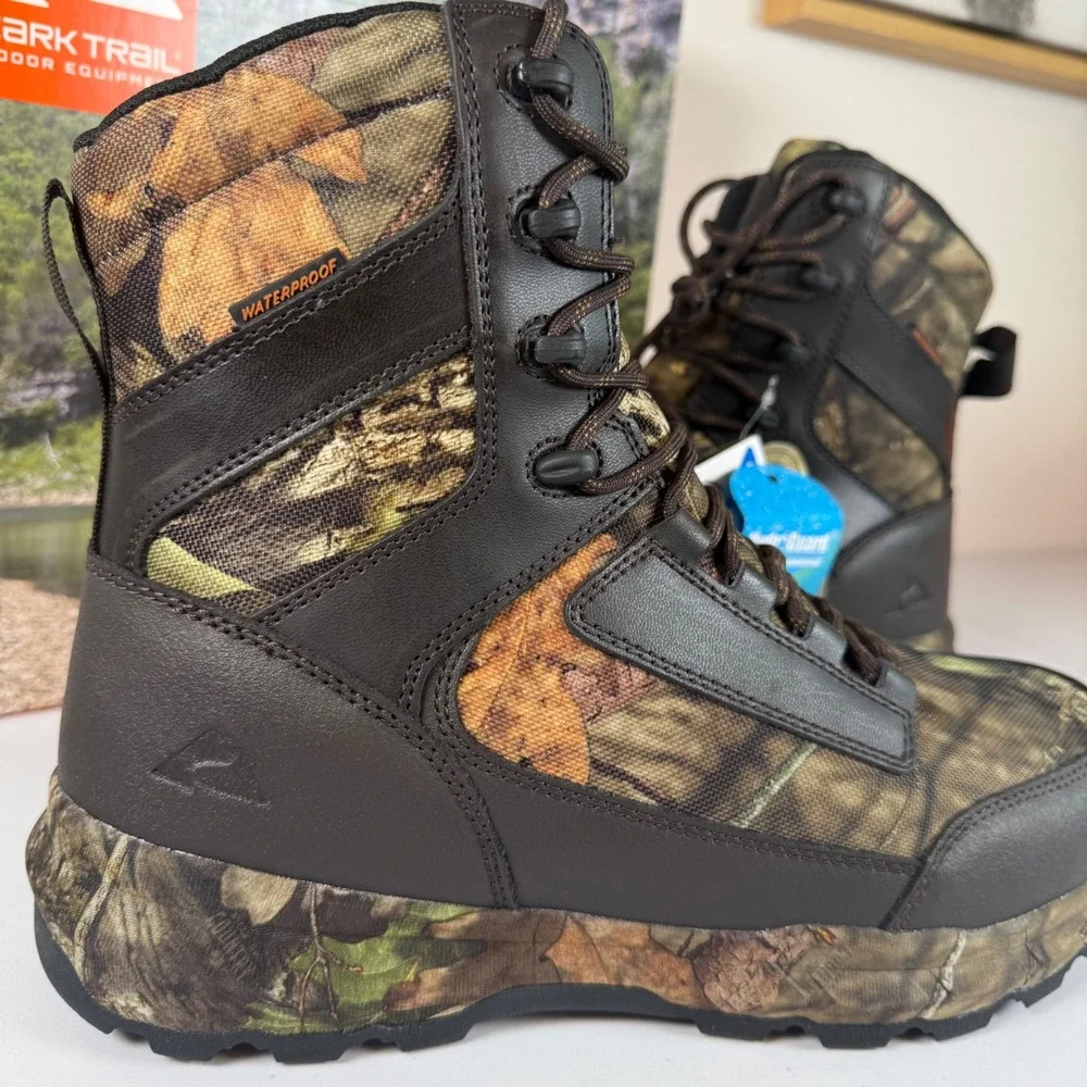 NEW Ozark Trail Mossy Oak Hunting Boots Size 10 Camo Waterproof Insulated 8 Inch
